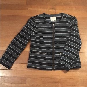LOFT navy, light blue, and white striped jacket